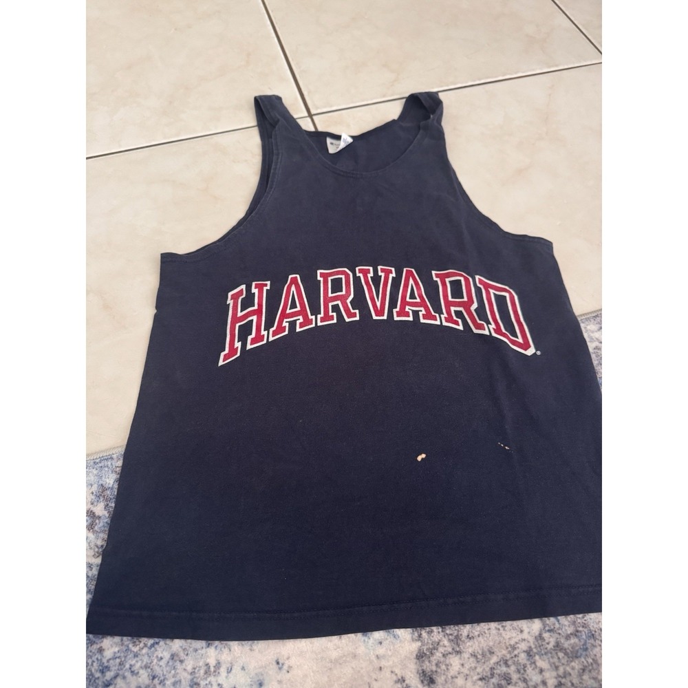 Vintage 80s Champion USA M Navy Harvard University Sleeveless Tank Top Shirt